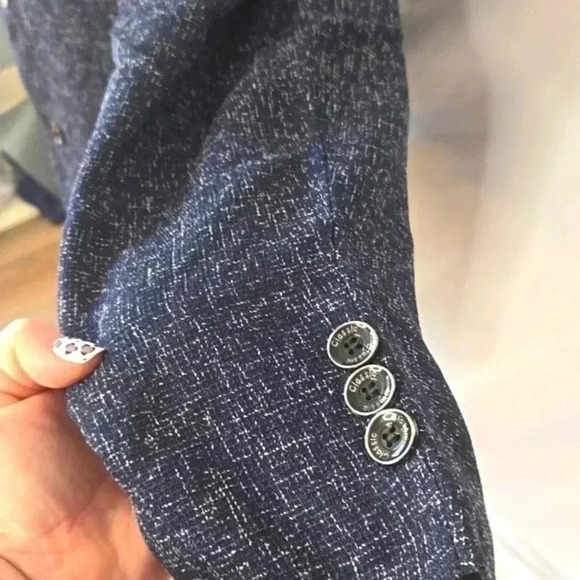 Men's jacket blazer navy blue / white - Picture 3 of 10